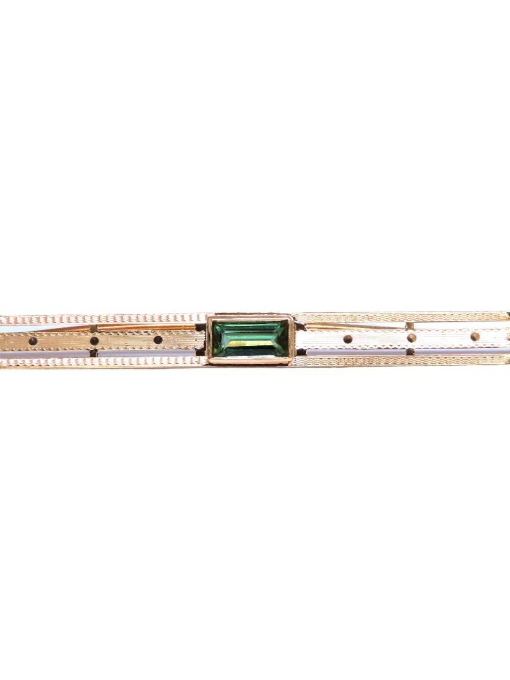 Estate Circa 1918 Tie Bar / hair pin 14kt Gold Bright Tourmaline*